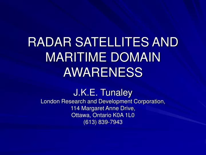 radar satellites and maritime domain awareness