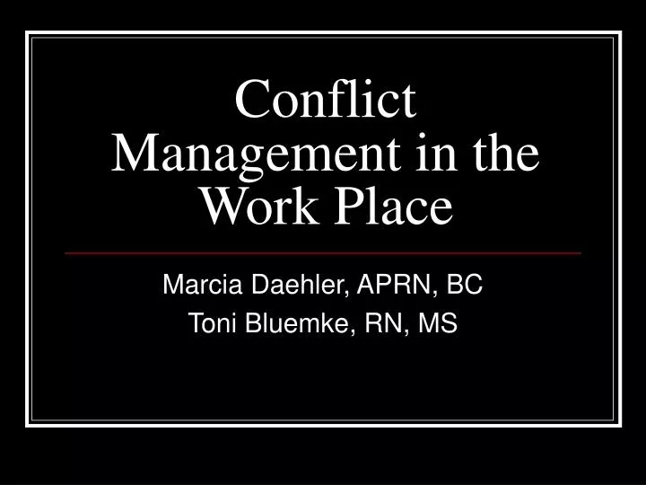 conflict management in the work place