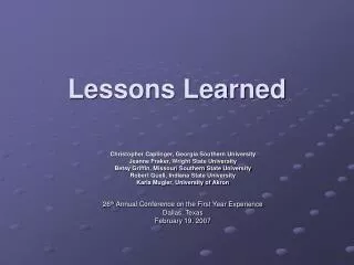 Lessons Learned