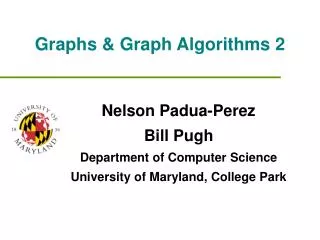 Graphs &amp; Graph Algorithms 2