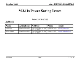 802.11s Power Saving Issues