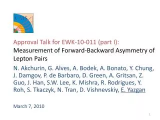 Approval Talk for EWK-10-011 (part I): Measurement of Forward-Backward Asymmetry of Lepton Pairs