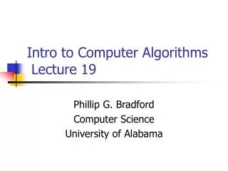 Intro to Computer Algorithms Lecture 19