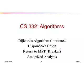 CS 332: Algorithms