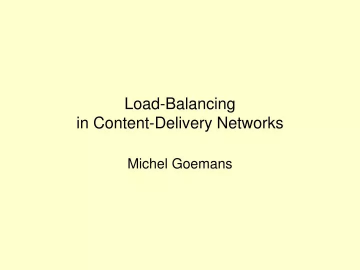 load balancing in content delivery networks