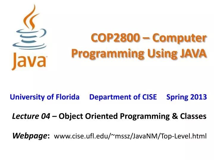 cop2800 computer programming using java