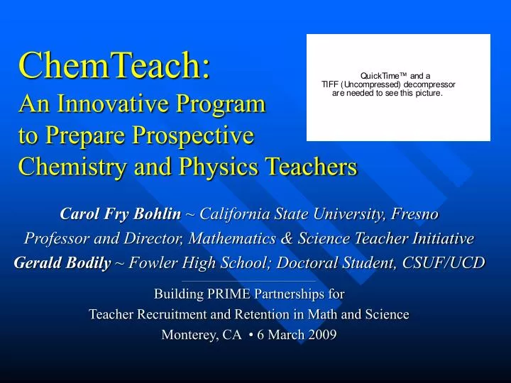 chemteach an innovative program to prepare prospective chemistry and physics teachers