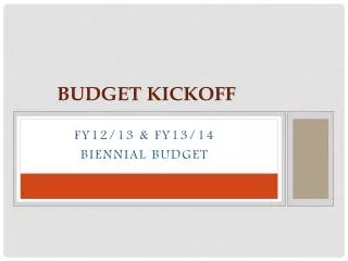 Budget Kickoff