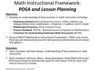 Math Instructional Framework: PDSA and Lesson Planning