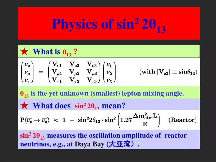 physics of sin 2 2 13