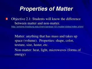 Properties of Matter