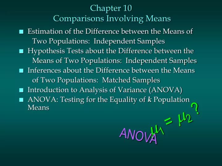 chapter 10 comparisons involving means