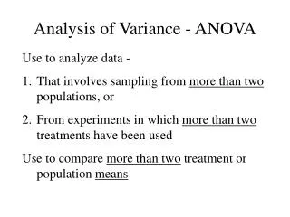Analysis of Variance - ANOVA