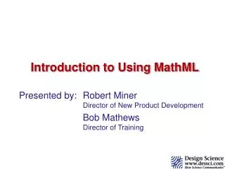 Introduction to Using MathML