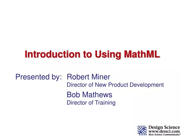 introduction to using mathml