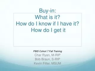 Buy-in: What is it? How do I know if I have it? How do I get it