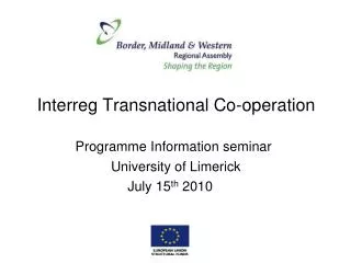Interreg Transnational Co-operation