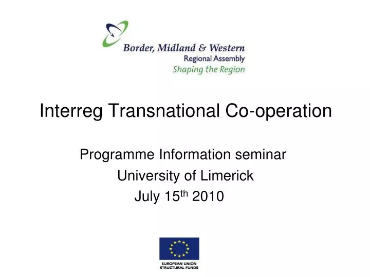 interreg transnational co operation