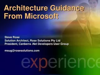 Architecture Guidance From Microsoft
