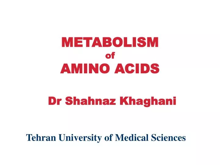 metabolism of amino acids dr shahnaz khaghani