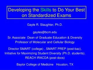 Developing the Skills to Do Your Best on Standardized Exams