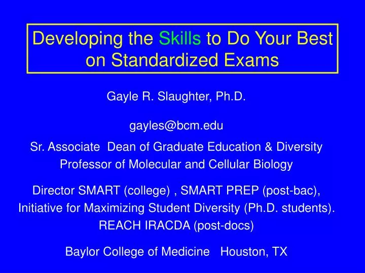 developing the skills to do your best on standardized exams