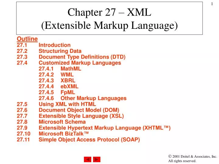 chapter 27 xml extensible markup language