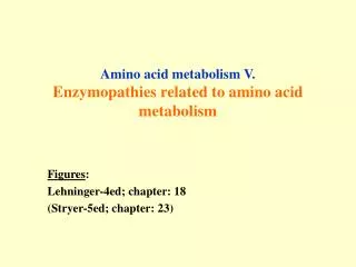 Amino acid metabolism V. Enzymopathies related to amino acid metabolism