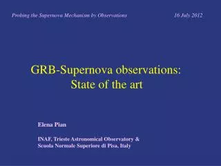 GRB-Supernova observations: S tate of the art