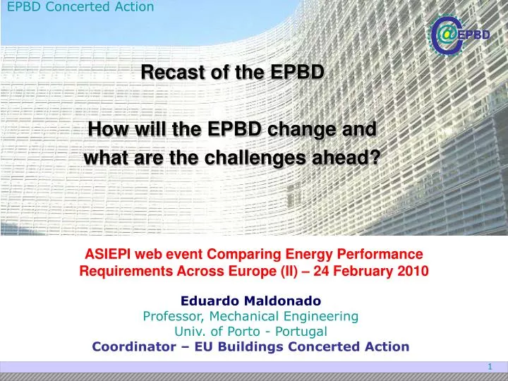 recast of the epbd how will the epbd change and what are the challenges ahead