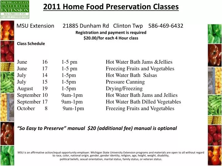 2011 home food preservation classes msu extension 21885 dunham rd clinton twp 586 469 6432