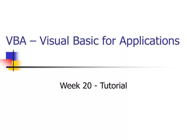vba visual basic for applications