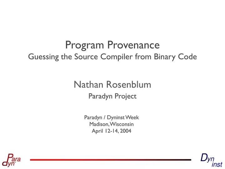 program provenance guessing the source compiler from binary code