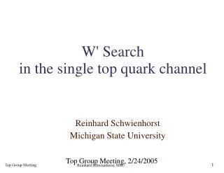 W' Search in the single top quark channel