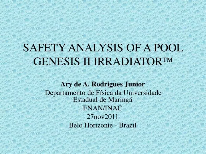 safety analysis of a pool genesis ii irradiator