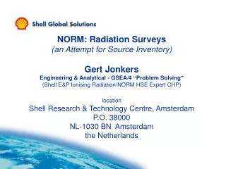 NORM: Radiation Surveys (an Attempt for Source Inventory) Gert Jonkers