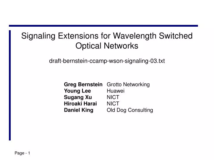 signaling extensions for wavelength switched optical networks