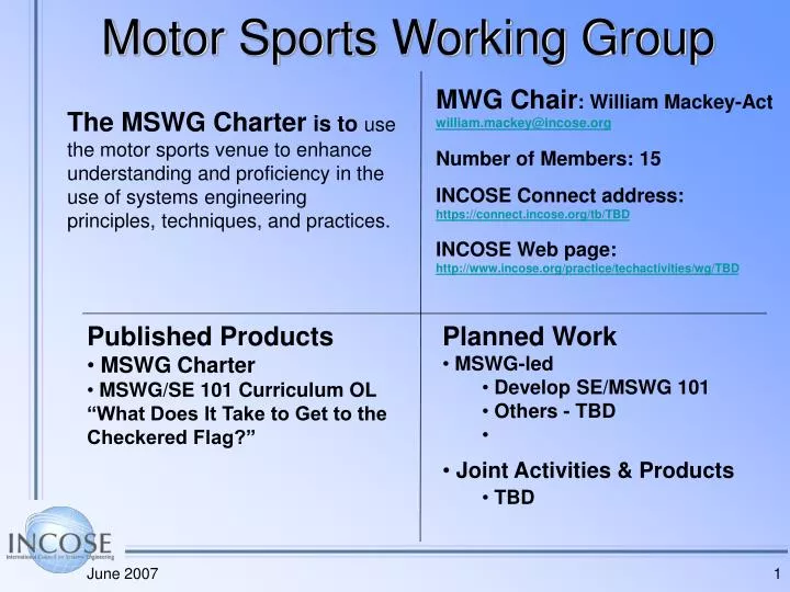motor sports working group