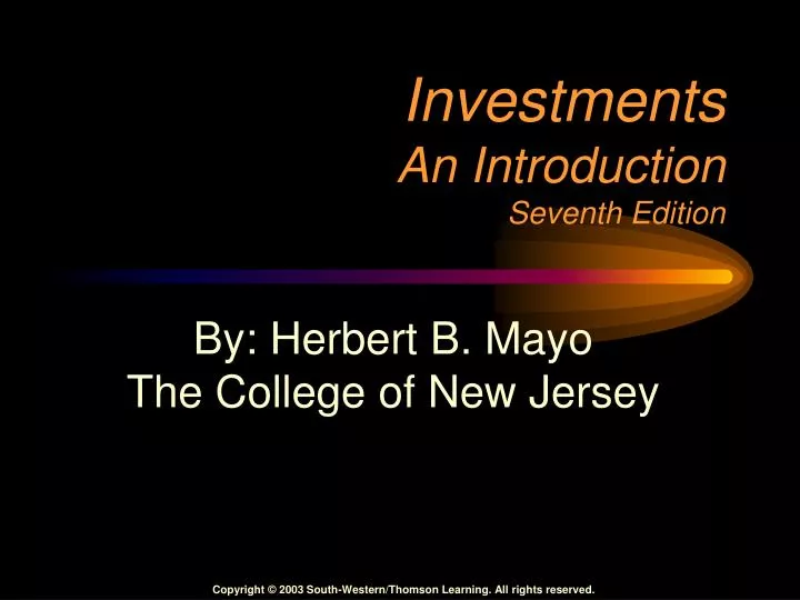 investments an introduction seventh edition