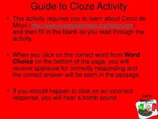 Guide to Cloze Activity