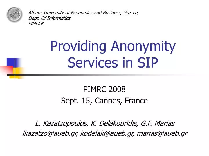 providing anonymity services in sip