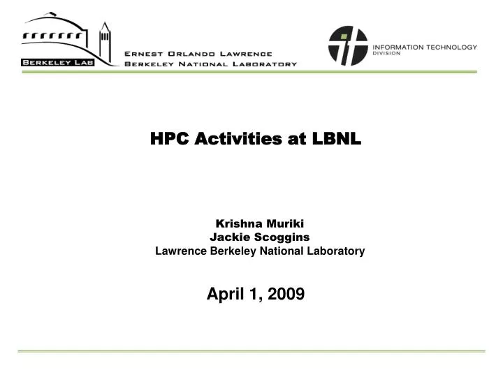 hpc activities at lbnl