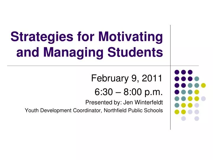 strategies for motivating and managing students