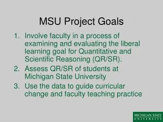 MSU Project Goals