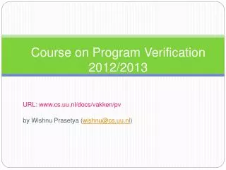Course on Program Verification 2012/2013