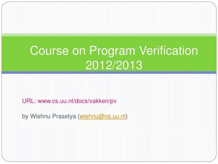 course on program verification 2012 2013