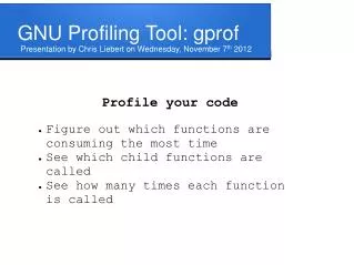 GNU Profiling Tool: gprof