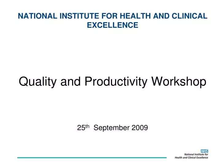 national institute for health and clinical excellence