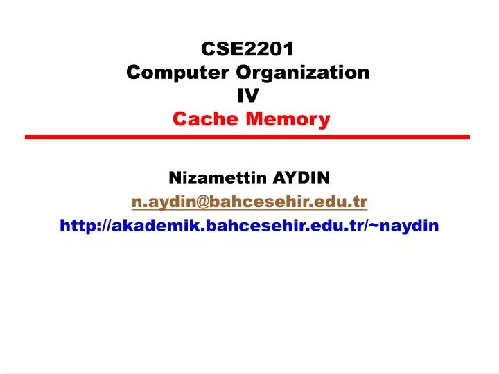 cse2201 computer organization i v cache memory