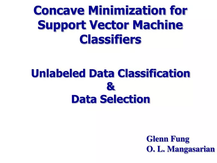 concave minimization for support vector machine classifiers